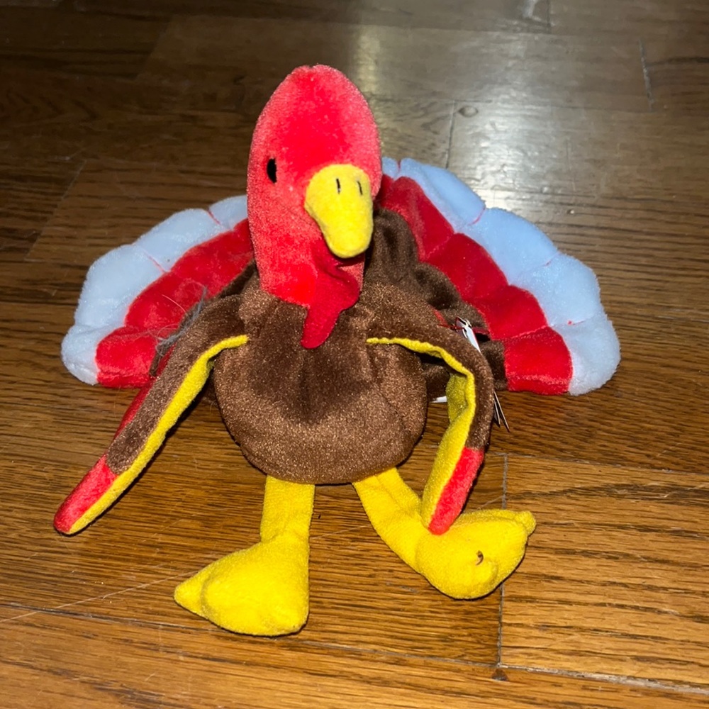 RETIRED RARE (ORIGINAL) TY BEANIE BABY "GOBBLES" THE TURKEY 1996 TAG ERRORS MINT